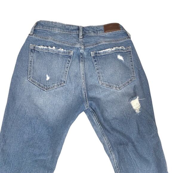 Hollister Mom Jeans Curvy High-Rise Light Wash Blue Denim Distressed Juniors 3S - Picture 11 of 12
